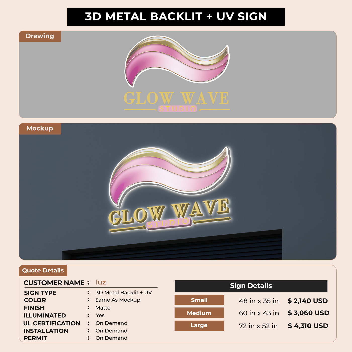 Custom Signs for luz
