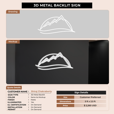 3D Metal Backlit Signage for Shiraj Chakraborty