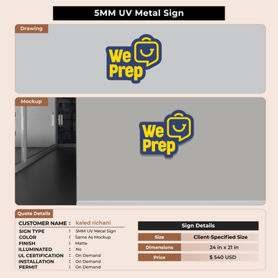 5MM UV Metal Sign For kaled richani