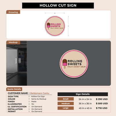 2D Hollow Cut Sign for Baldomero Cantu