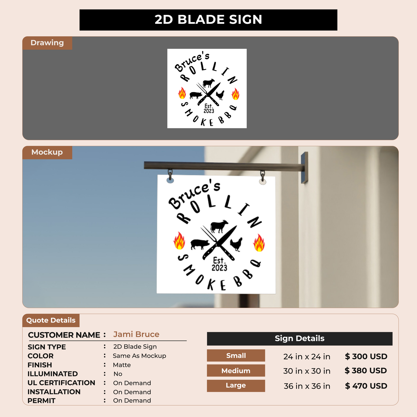 Blade sign for Jami Bruce