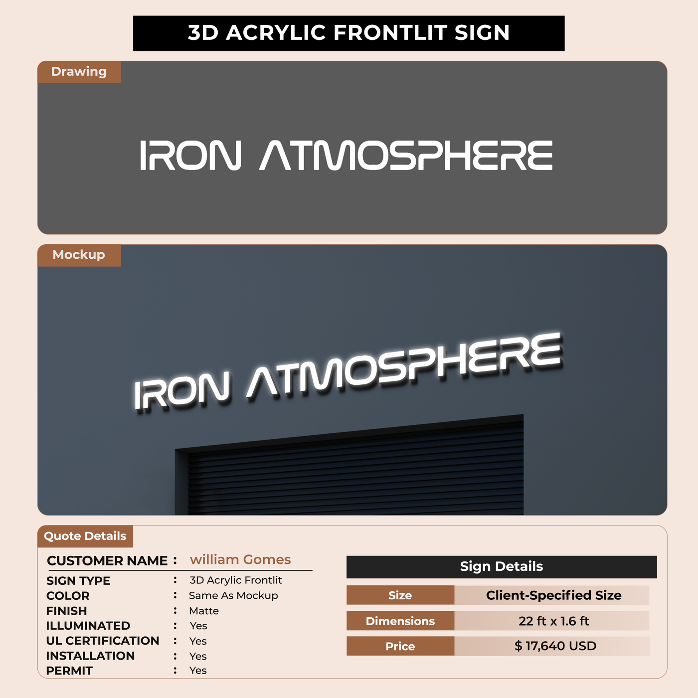 Custom Signs for william Gomes