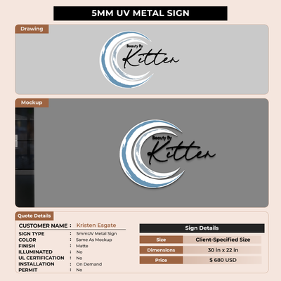 5mm  UV Metal Sign for Kristen Esgate