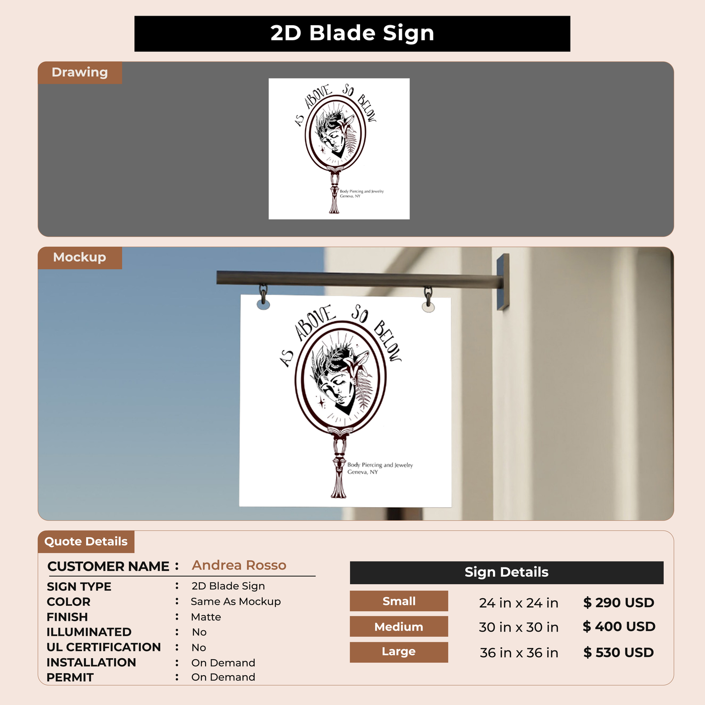 2D Blade Sign for Andrea Rosso