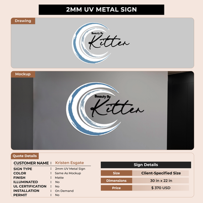 5mm  UV Metal Sign for Kristen Esgate
