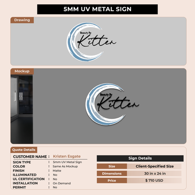 5mm  UV Metal Sign for Kristen Esgate