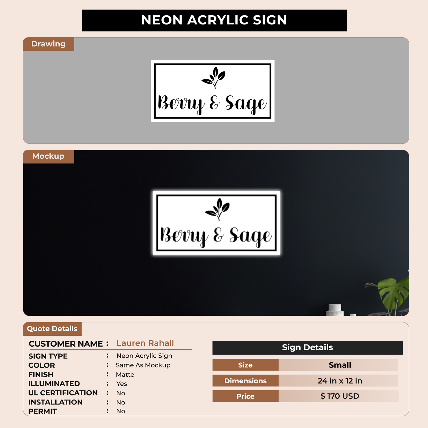 Neon Acrylic Sign For Lauren Rahall
