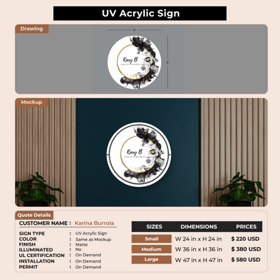 UV Acrylic Sign For Karina Burrola