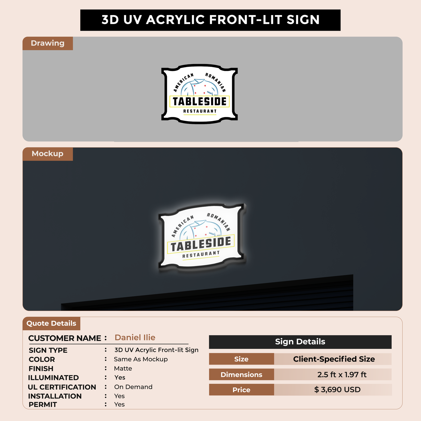 Custom Signs For Daniel Ilie