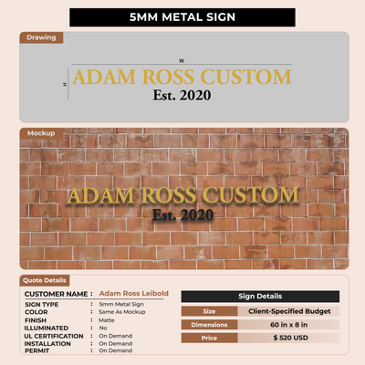 Business signage for Adam Ross Leibold