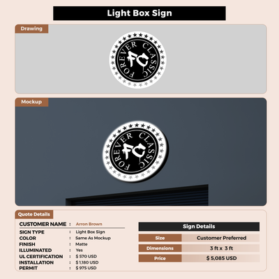 Business signage for Arron Brown