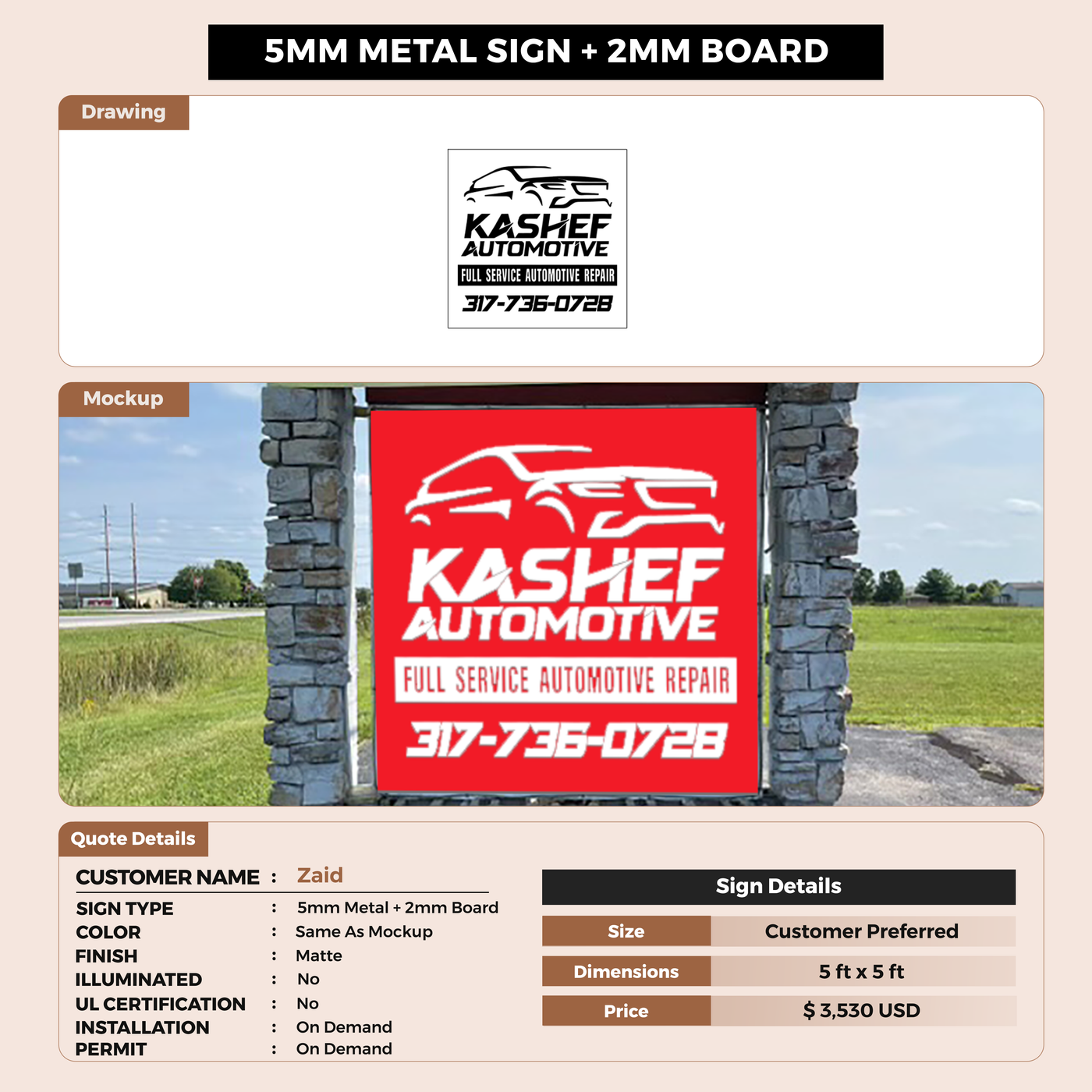 Custom Signs for Zaid