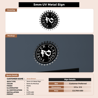 Business signage for Arron Brown