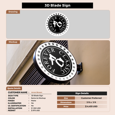 Business signage for Arron Brown