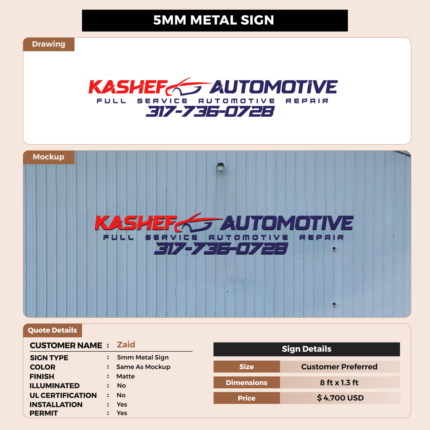 Custom Signs for Zaid