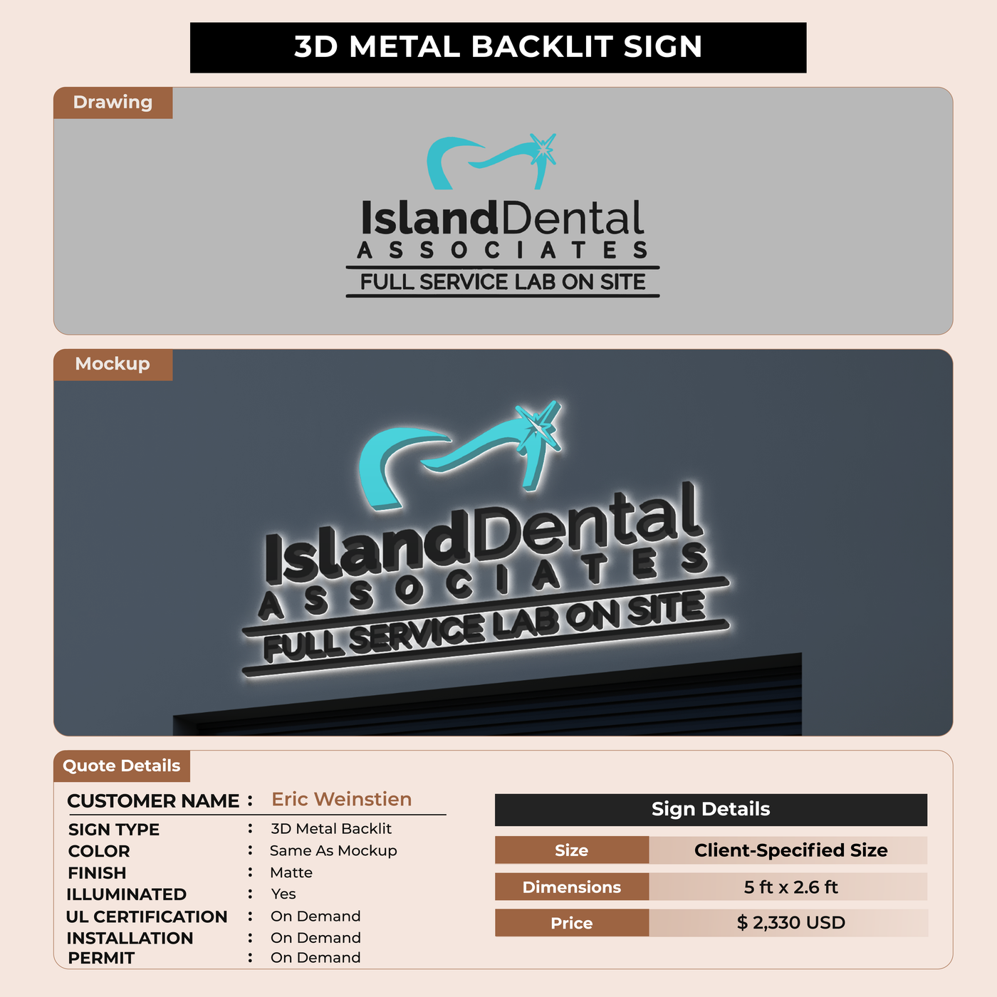 Business signage for Eric Weinstien
