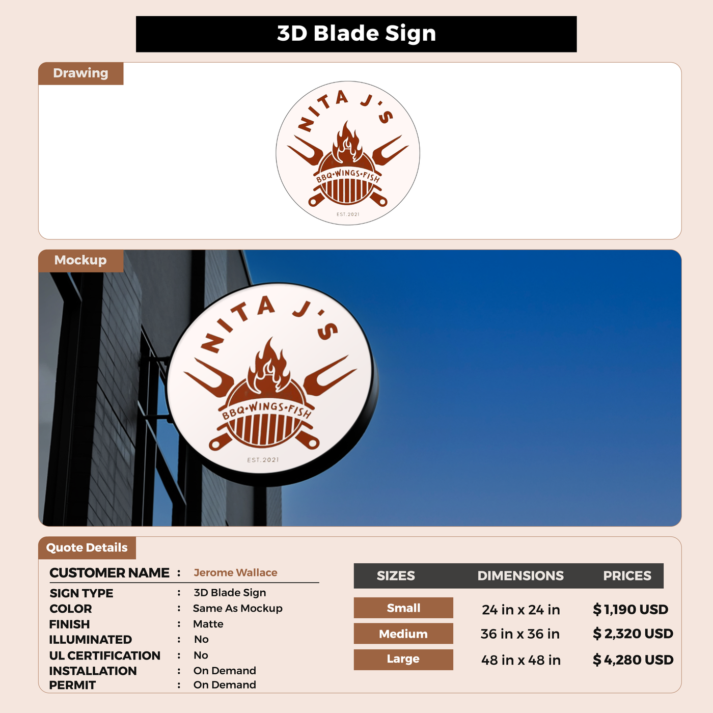 3d blade sign for Jerome Wallace