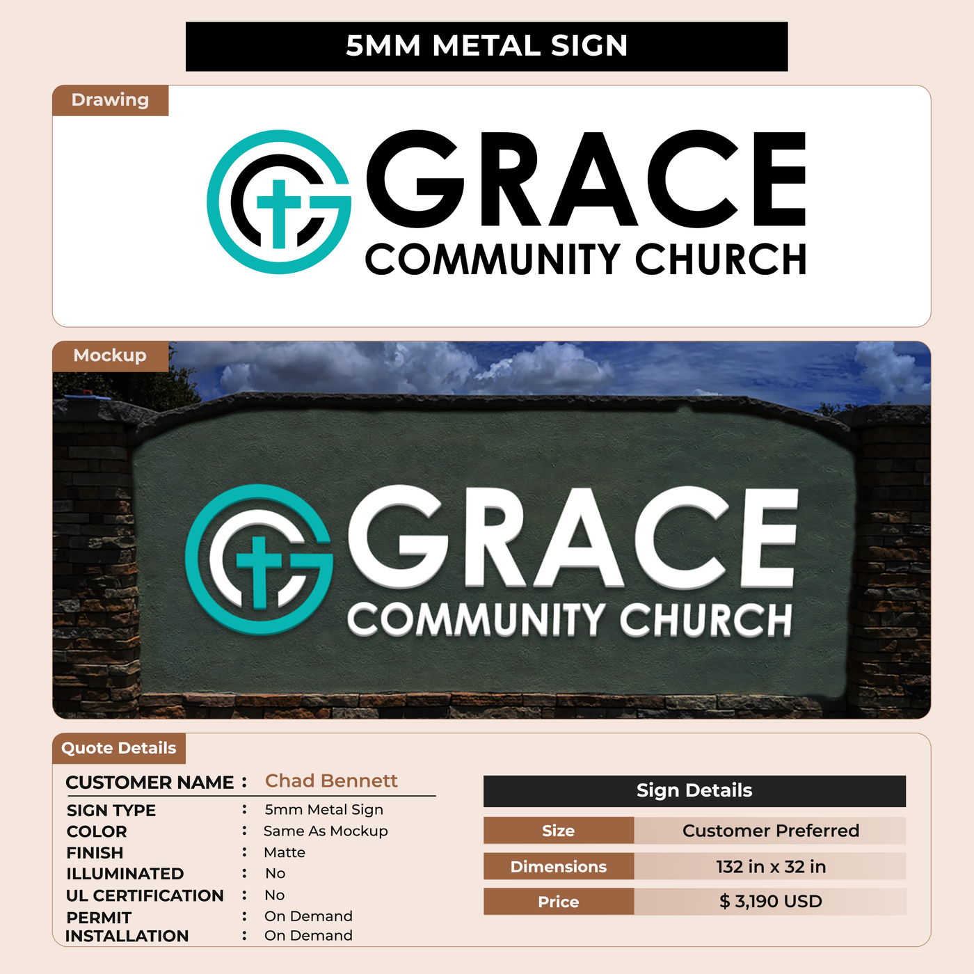 5mm Metal Sign for Chad Bennett