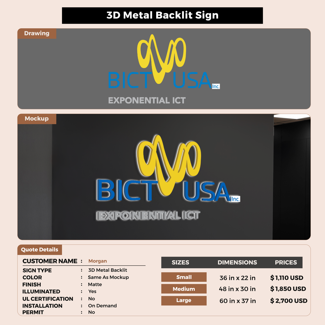 3d metal backlit for Morgan