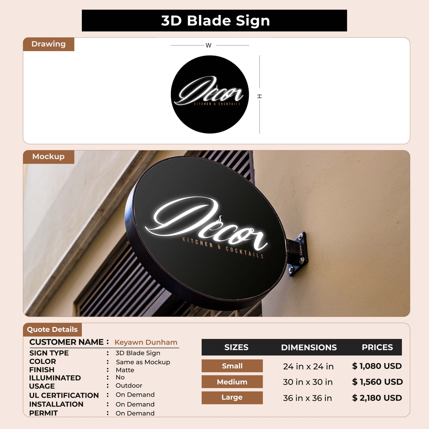 3D Blade Sign For Keyawn Dunham