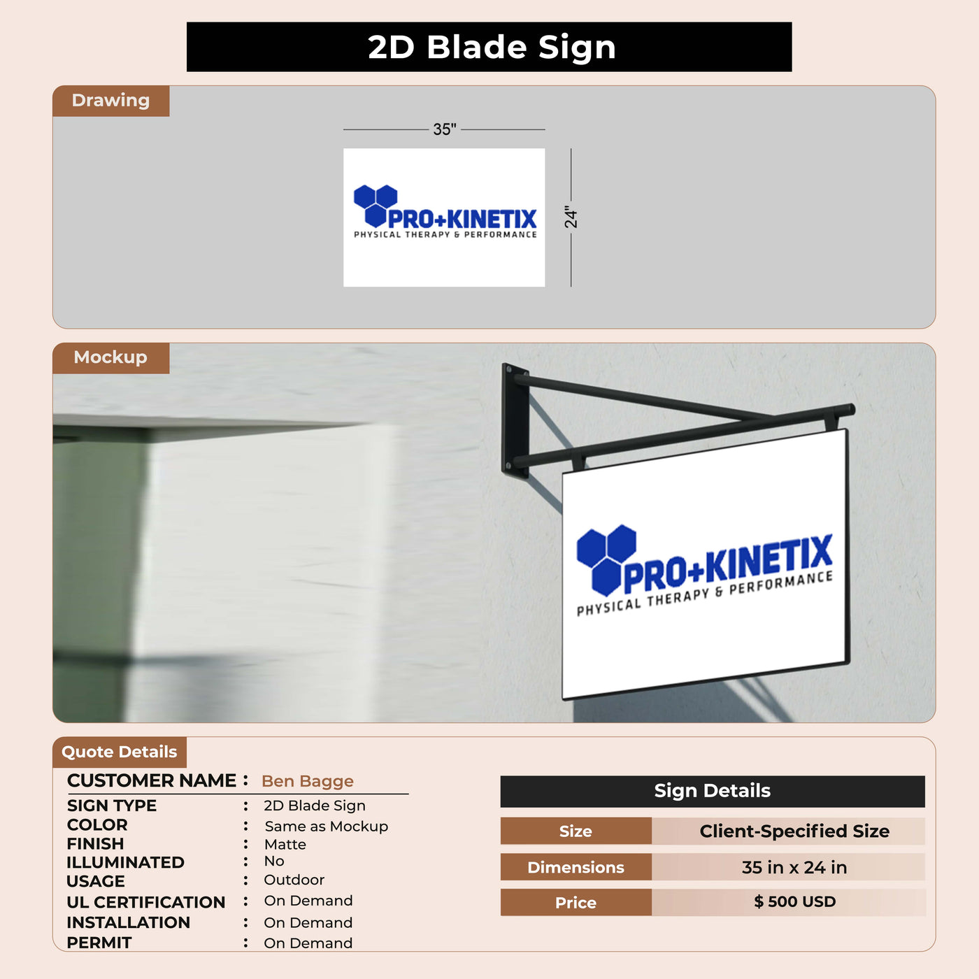 Remaining Payment for 2D Blade Sign For Ben Bagge