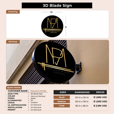3D Blade Sign for Mauricio Portillo