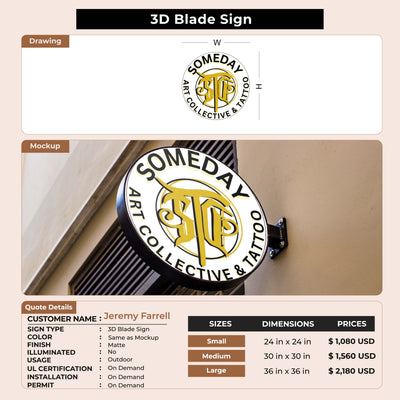 3D Blade Sign for Jeremy Farrell