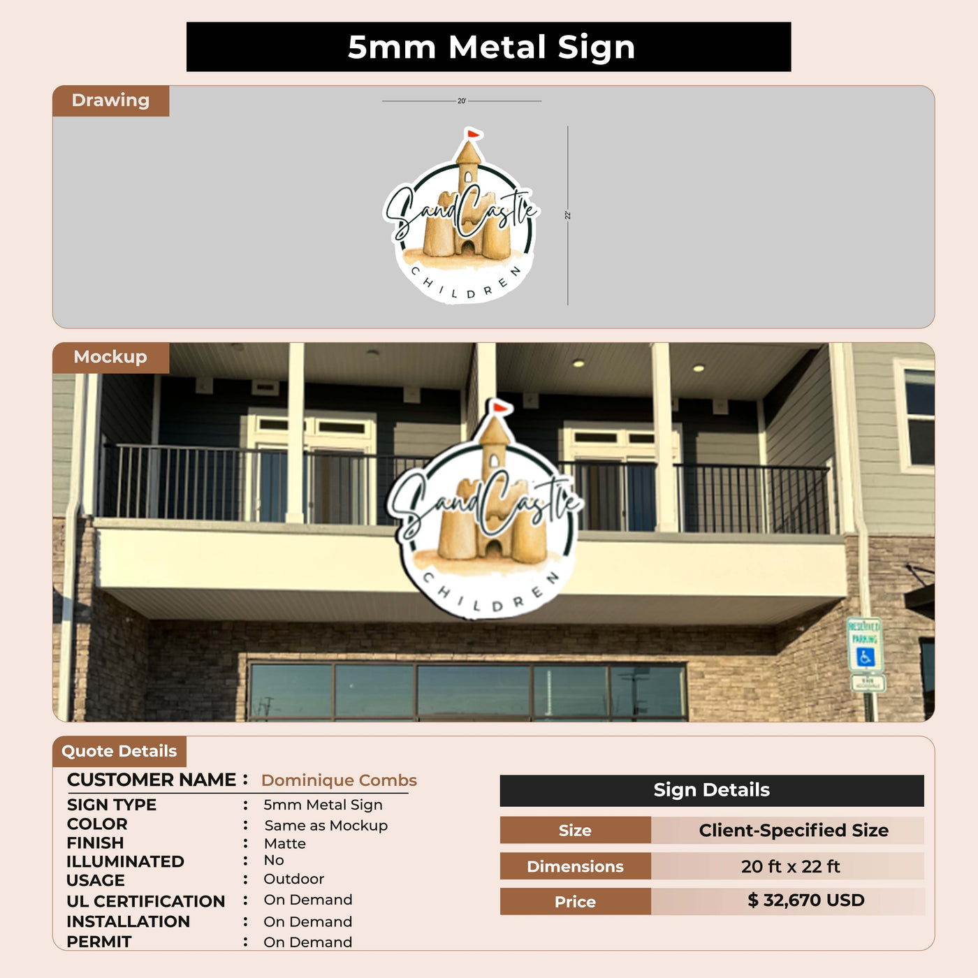 5MM Metal Sign for Dominique Combs