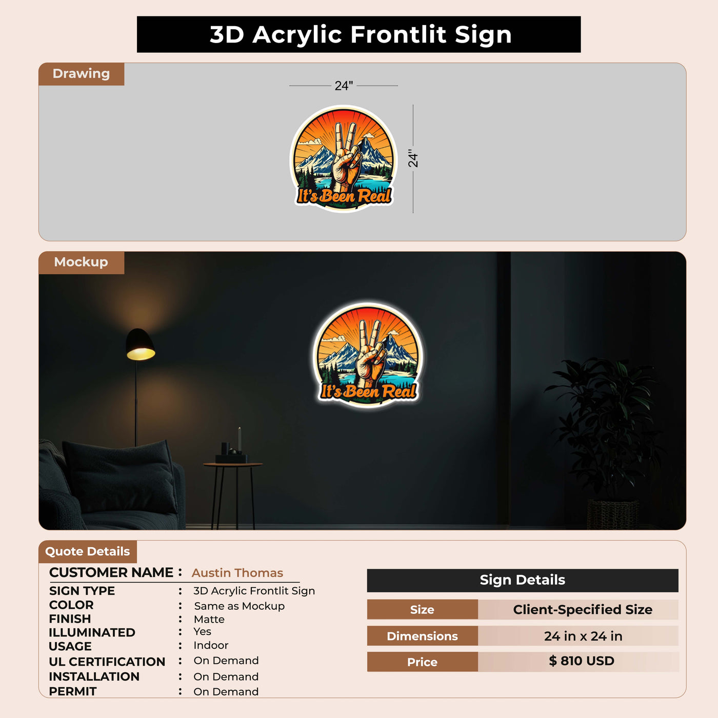 custom sign for Austin Thomas