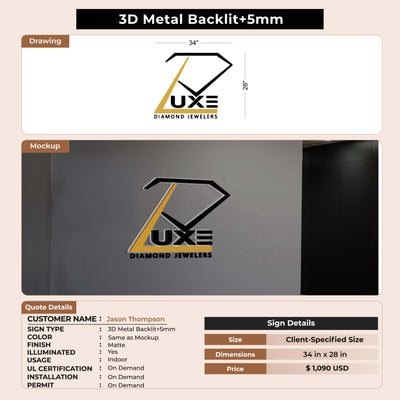 Metal backlit+5mm Sign for Jason Thompson