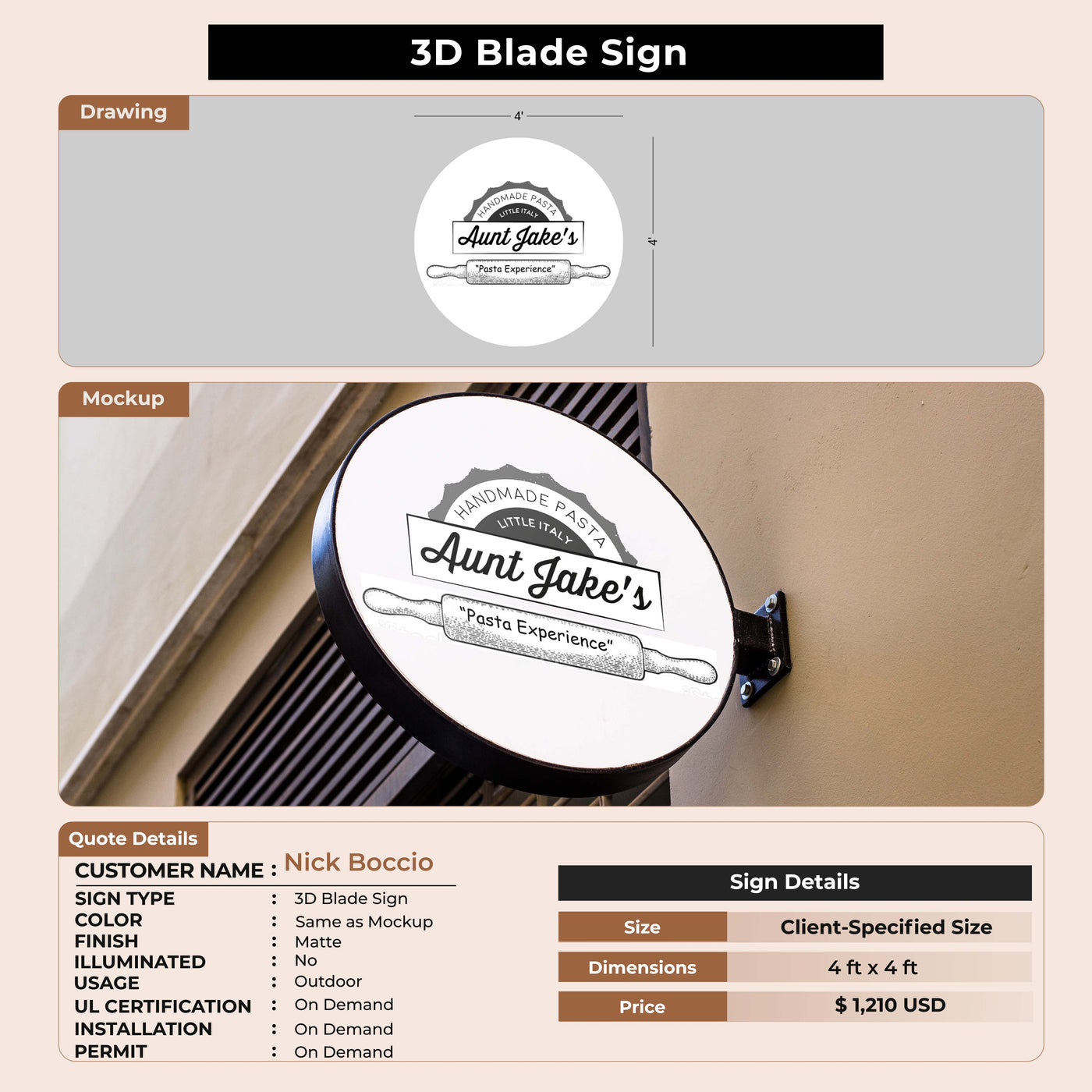 3D Blade Sign for Nick Boccio