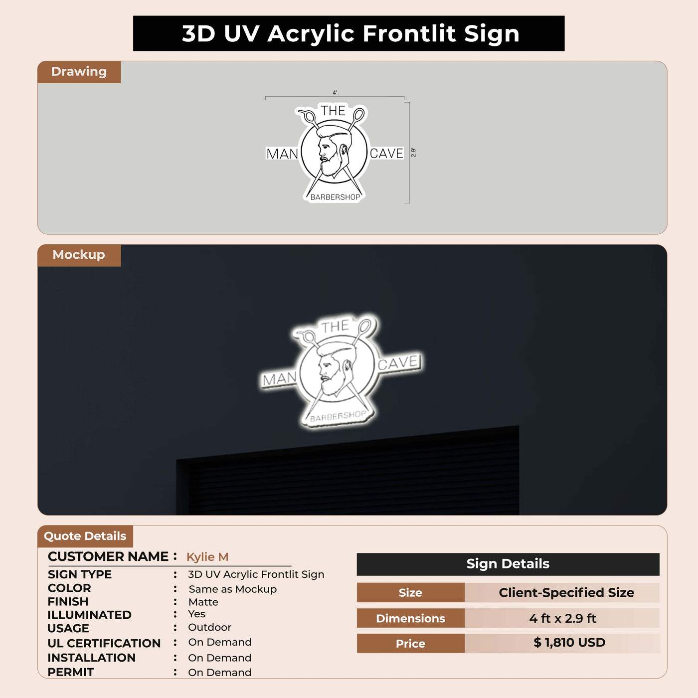 Custom test signs