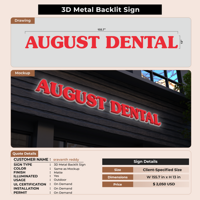 3D Metal Backlit Signs for sravanth reddy