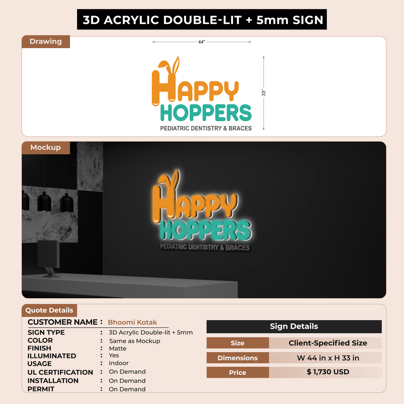 Custom Signs for Bhoomi Kotak