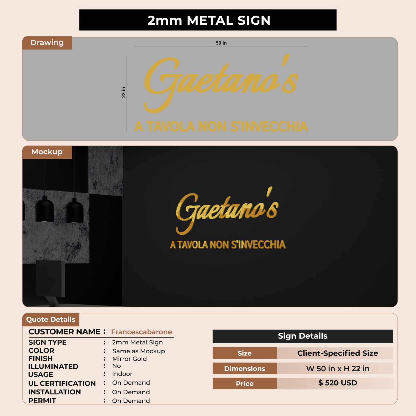 Custom signs for Francescabarone
