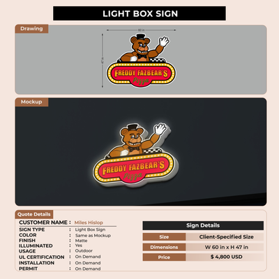 Light Box Sign for Miles Hislop