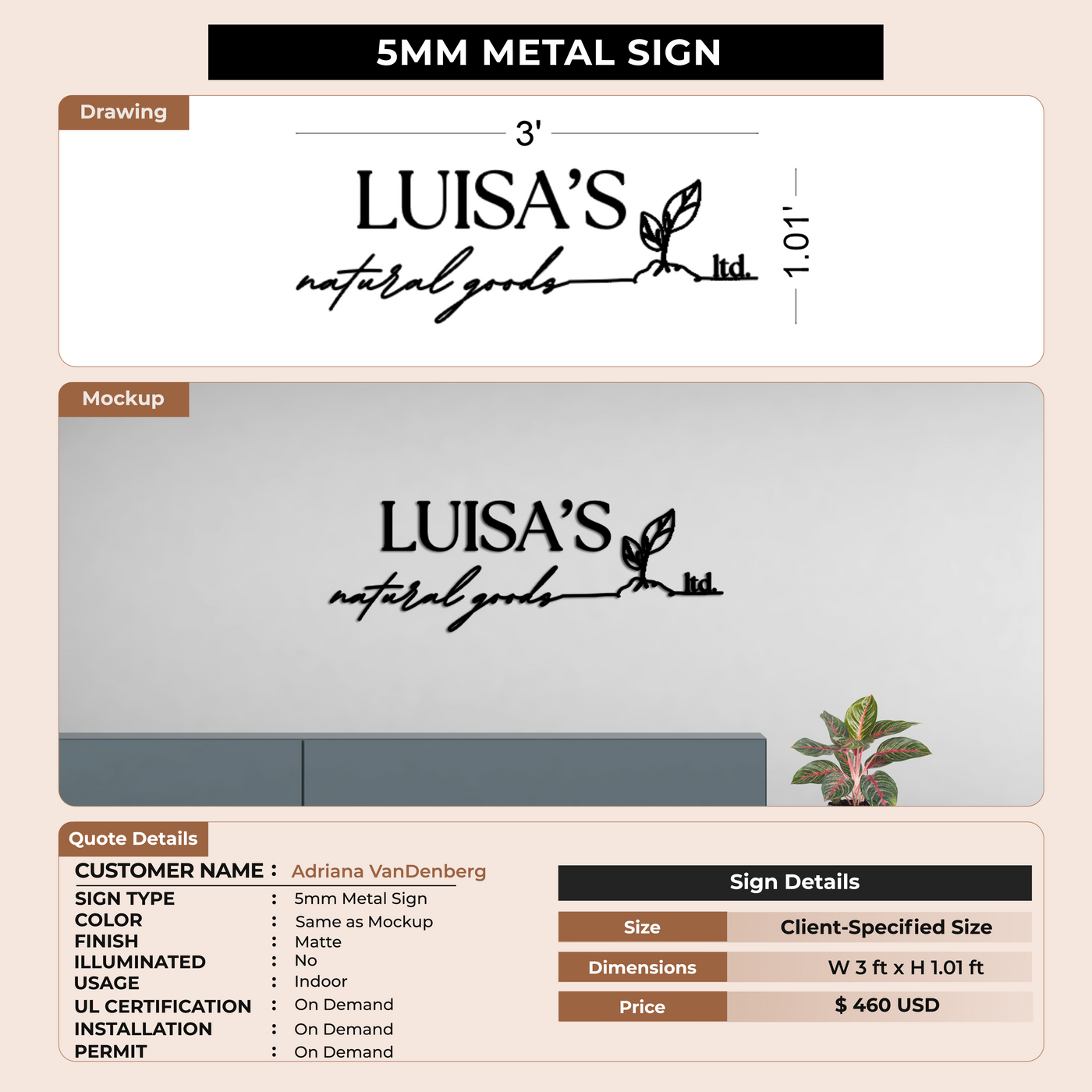 Custom Signs for Adriana VanDenberg