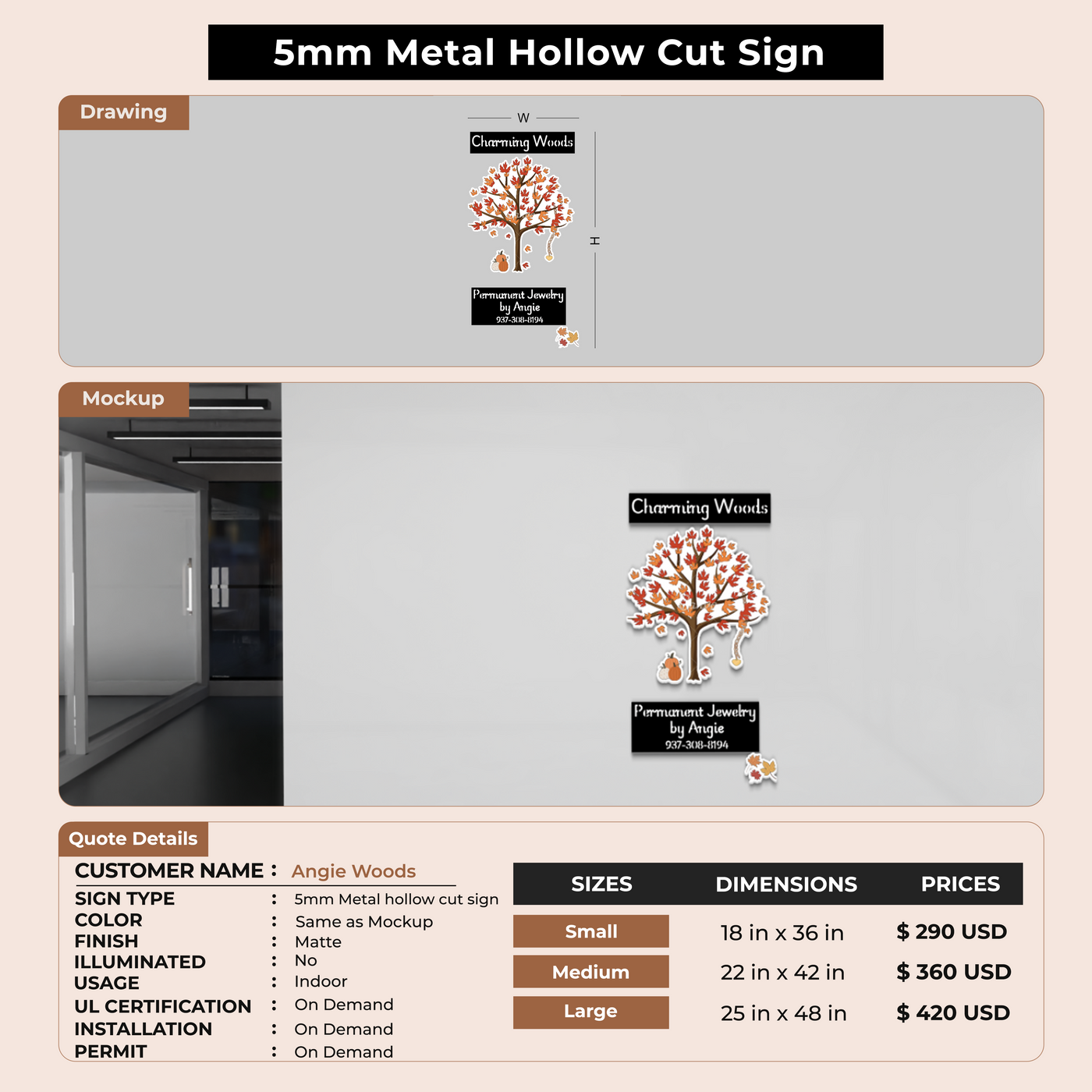Custom Signs for Angie Woods