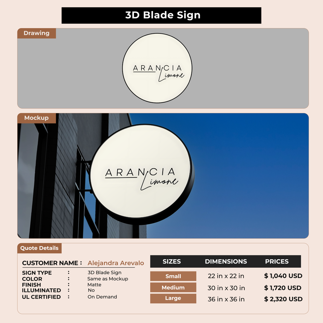 Business signage for Alejandra Arevalo