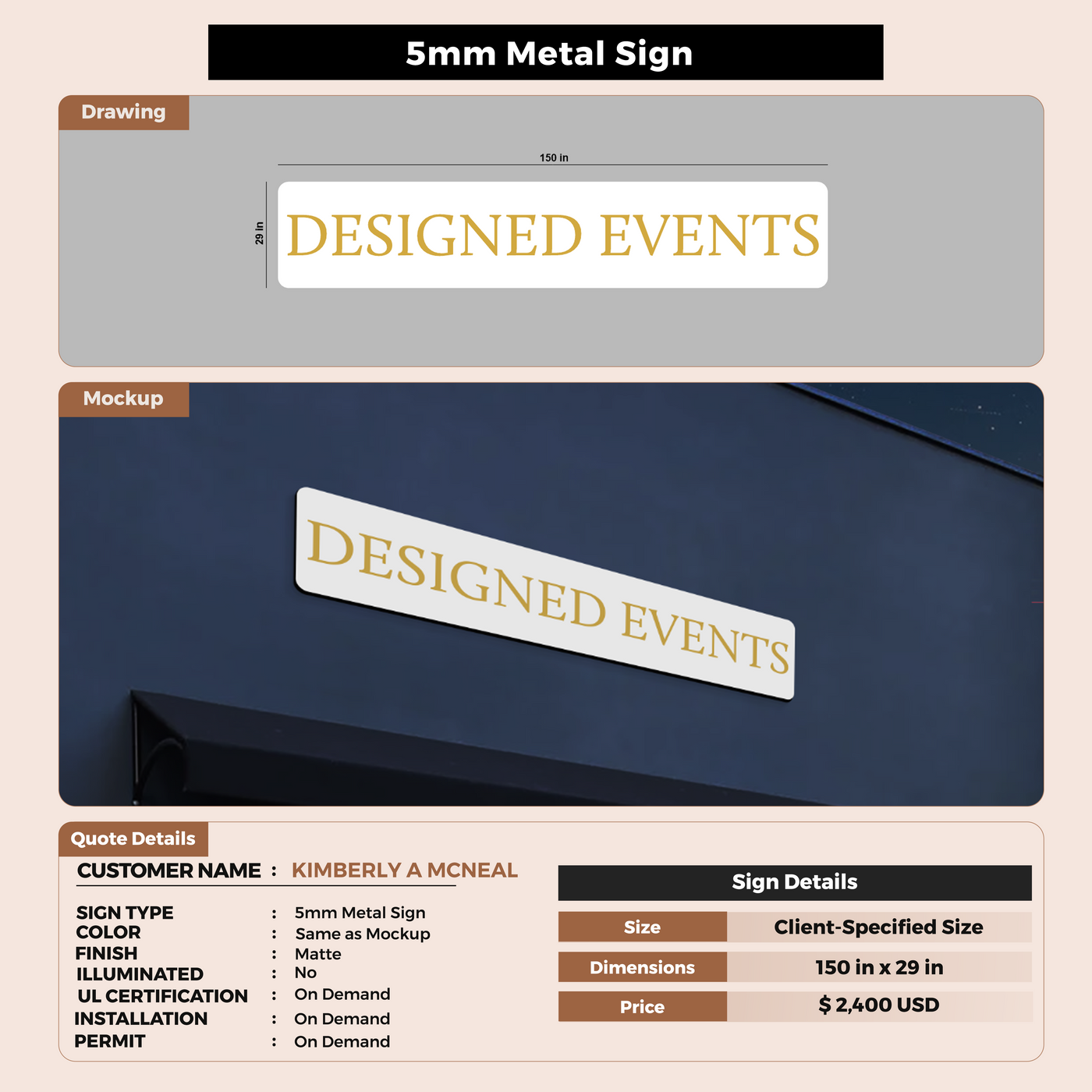 5mm UV Metal Sign For KIMBERLY A MCNEAL