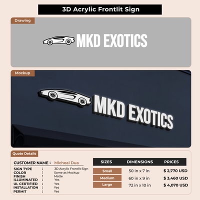 Business signage for Micheal Dua