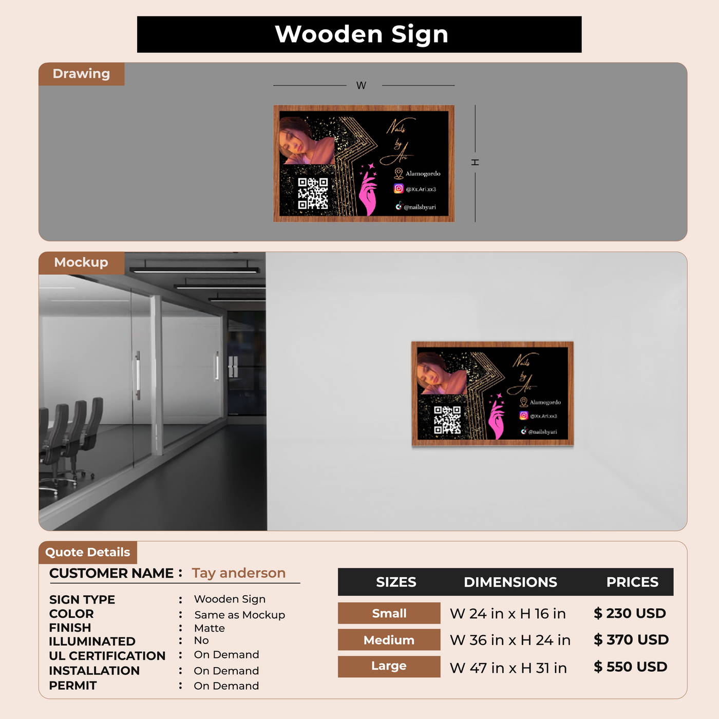 5mm Wooden Sign For Tay anderson
