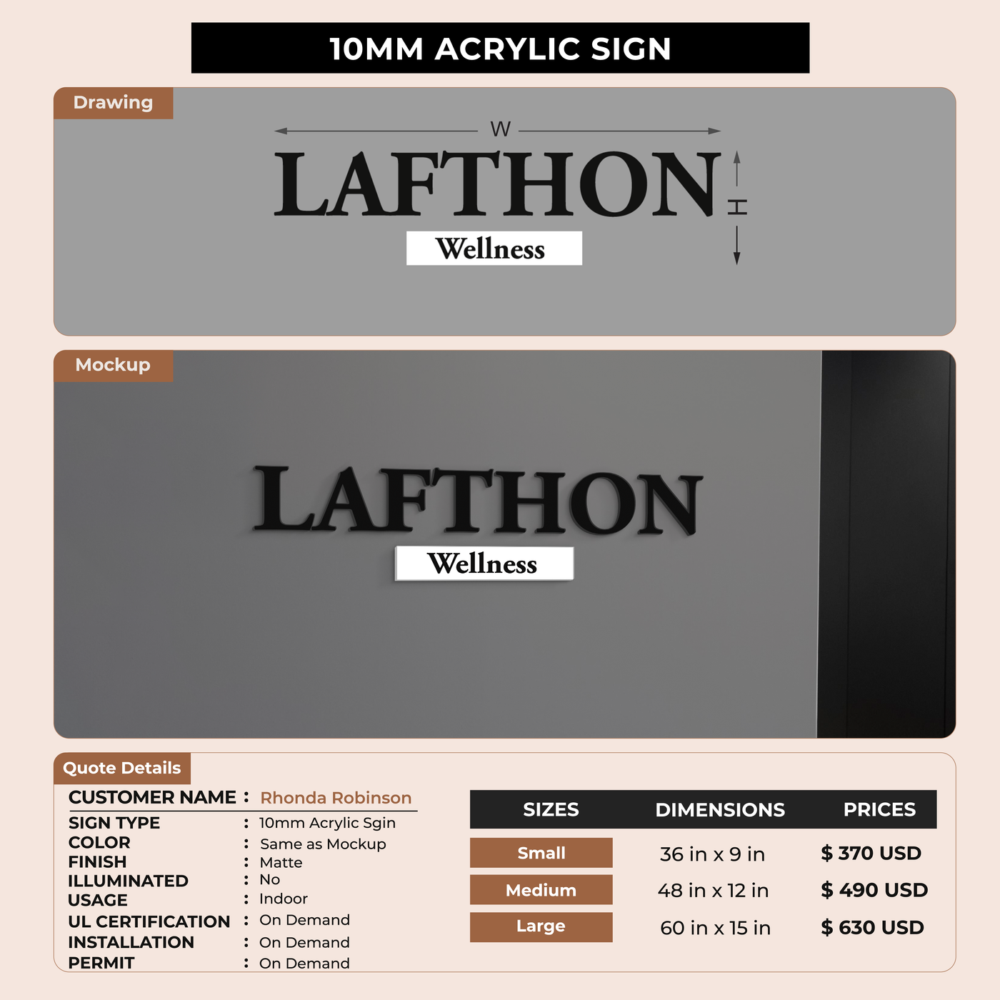 Custom Signs For Rhonda Robinson
