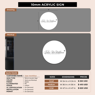 Business Signage for Tyler McMillian