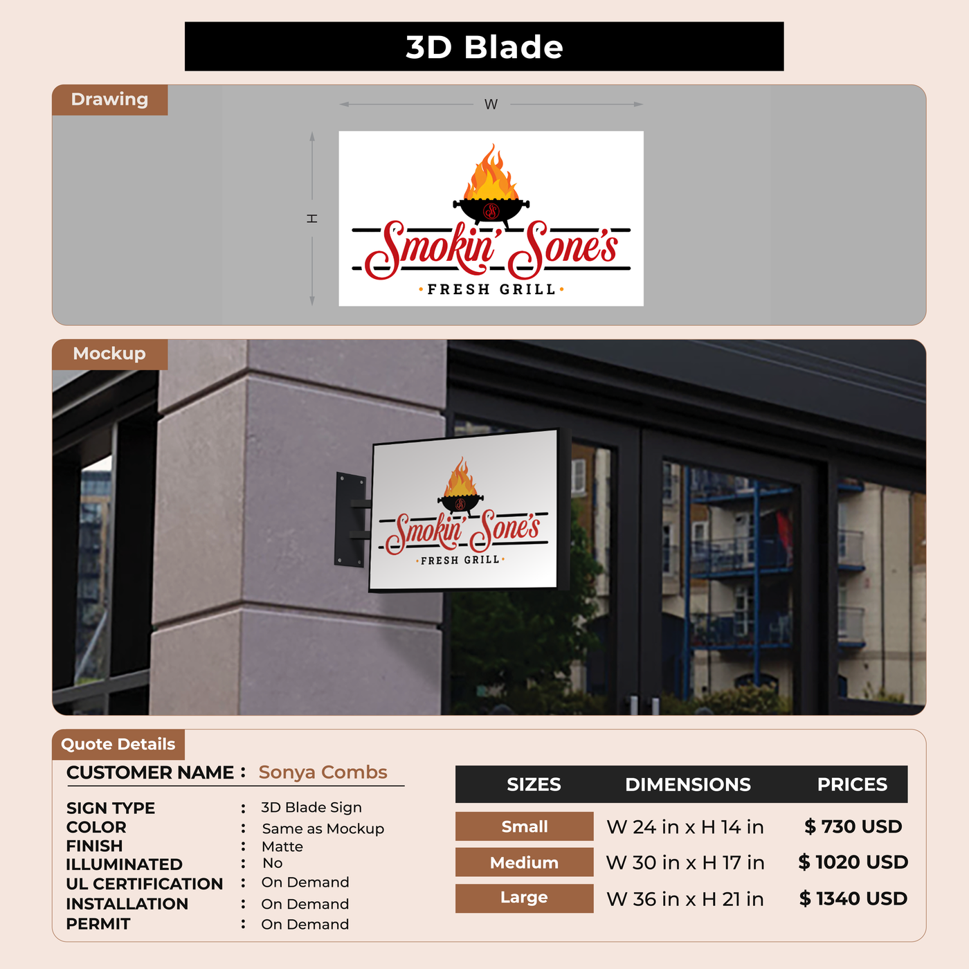 3D Blade Sign for Sonya Combs