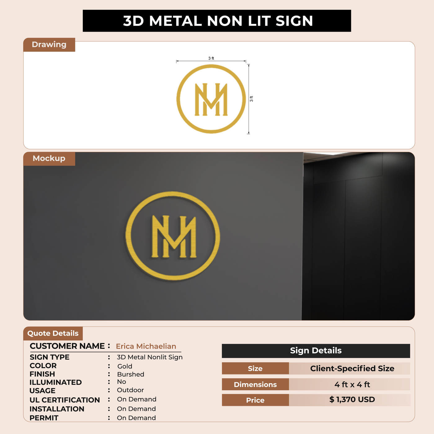 3d signs for Erica Michaelian