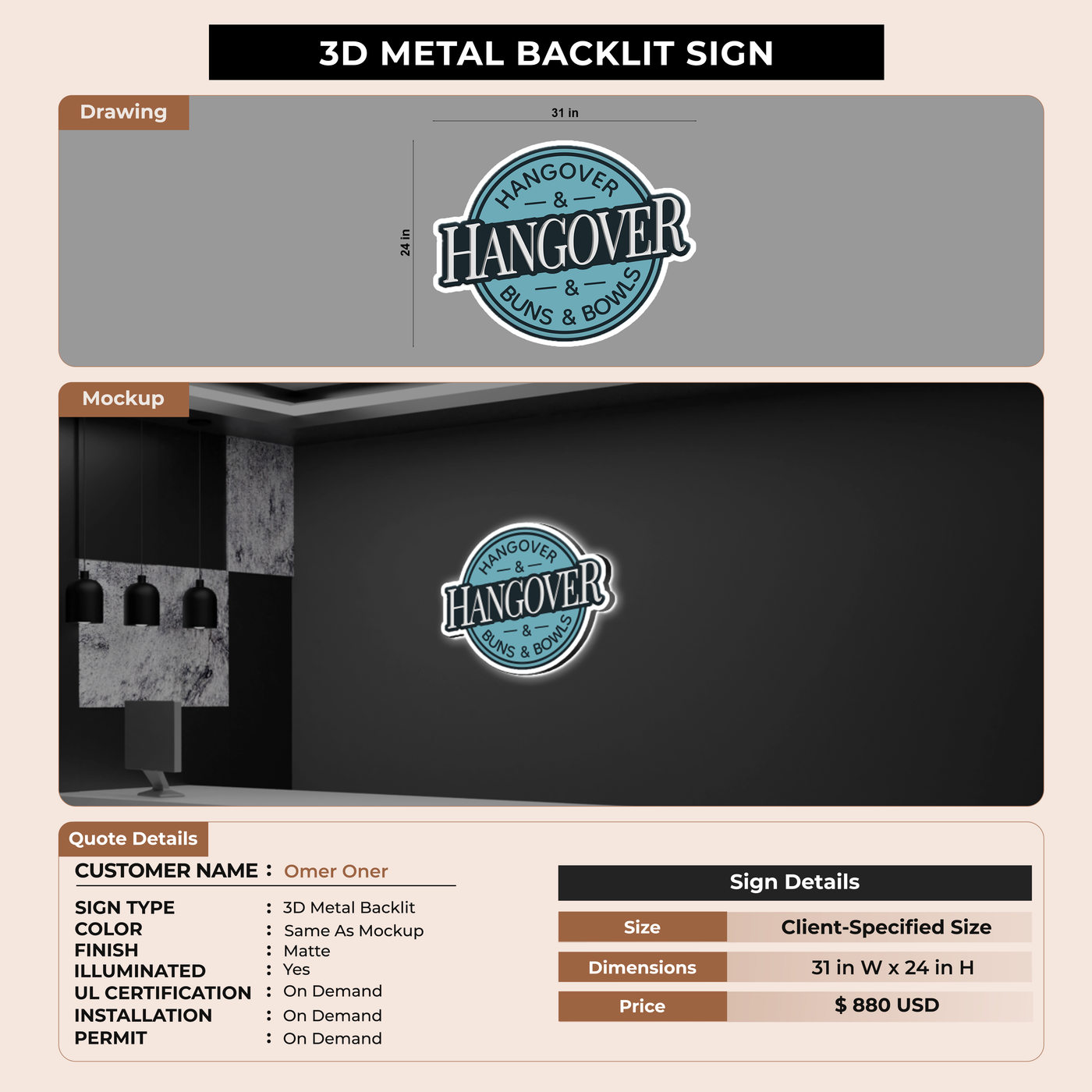 CUSTOM MOCKUP SIGN FOR Omer Oner