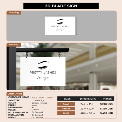 Custom Signs For Pretty Lashes Lounge LLC