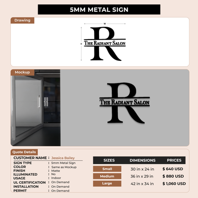 5MM Metal Signs For Jessica Bailey