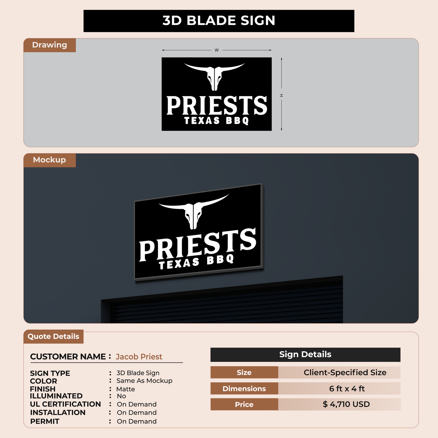 Custom Signs for Jacob Priest